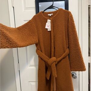 JW ANDERSON Teddy Belted Coat in Rust Brown